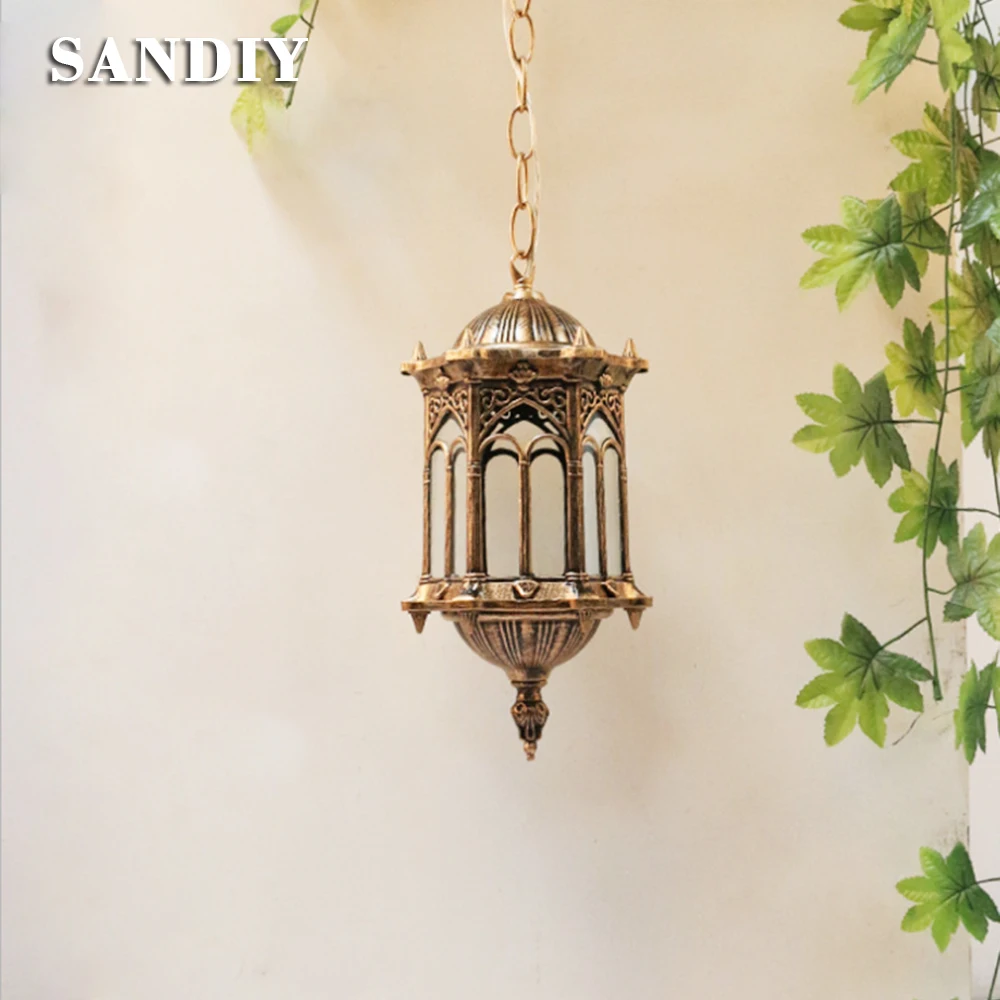 SANDIY Outdoor Pendant Lamp Retro Hang Light Vintage Garden Luminaria for Balcony Hotel Restaurant Porch Exterior Yard Lighting