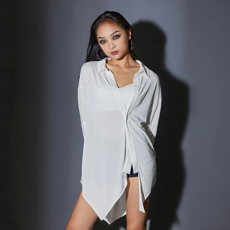 Latin Dance Dress For Women Asymmetrical Shirts National Standard Exercise Clothes Long Sleeve Latin Performance Wear DQS8216