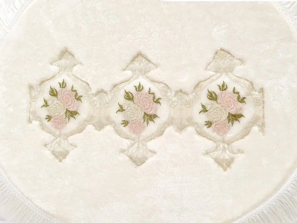 Pandora French Laced 2 Li Bath Mat Set Cream