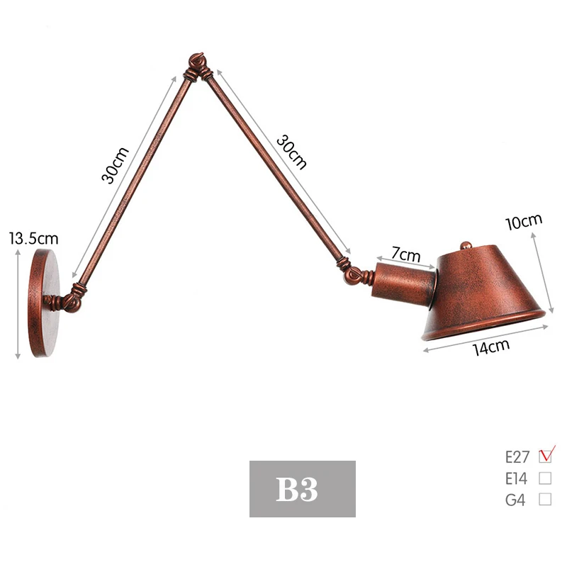 Old Fasion Swiming Arm Wandlampen Voor Nachtkastje Gang Zwarte Rustieke Ijzeren Murale Armatuur E27 Led Vintage Muur Schans Verlichting