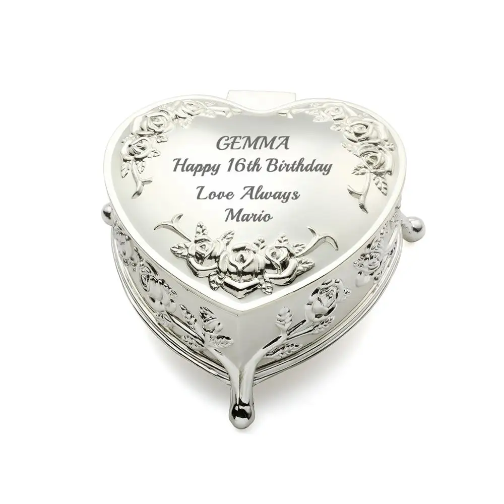 Engravable Heart Shaped Jewelry Box for Bridal Attendant, A Personalized Gift for Sisters, Aunty, Best Friends, Shower Guests