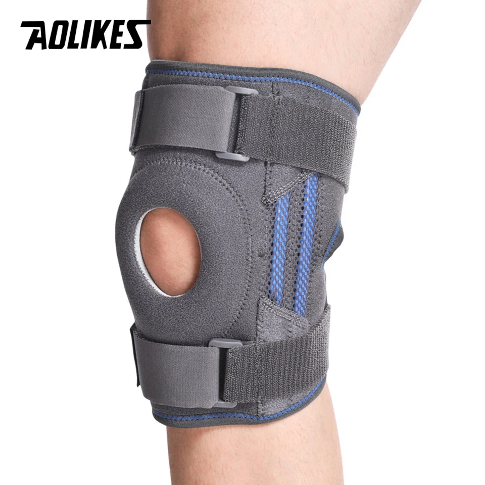 AOLIKES-Genouillères avec sangles de protection en silicone, pour basket-ball, course à pied, volley-ball