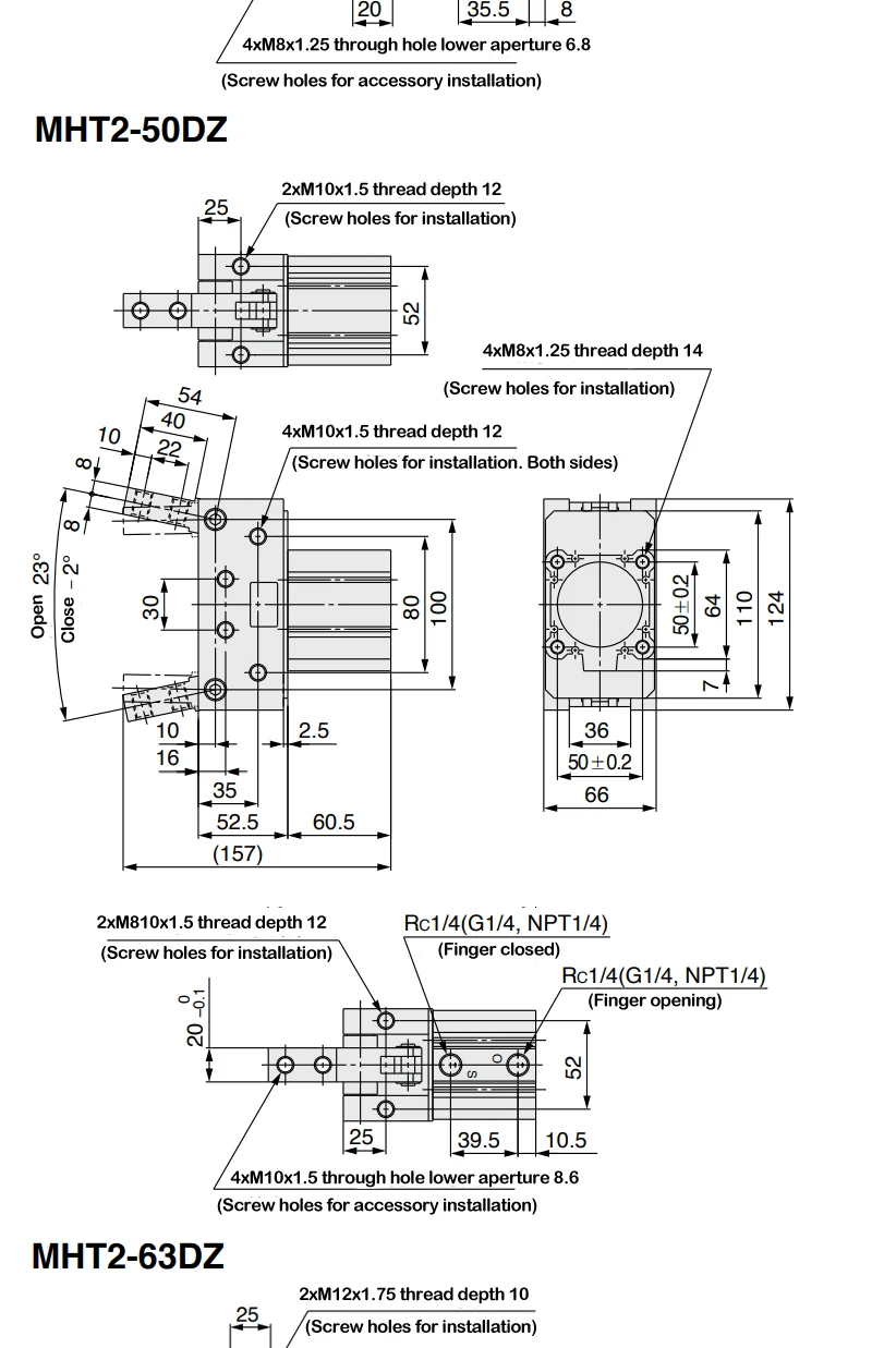 MHT2-32D MHT2-40D MHT2-50D MHT2-63D Pneumatischer Luftgreifer mit Drehpunkt zum Öffnen und Schließen, Kniehebel-Fingerzylinder – Detail 11