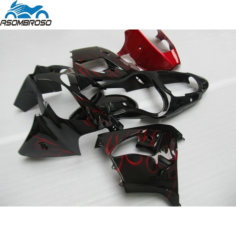 

Red Flames Black Injection Molding Bodyparts for Kawasaki Ninja ZX9R fairing kit 2000-2001 fairing set zx9r 00 01 DW70