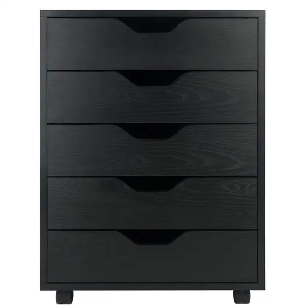 Wood Filing Cabinet Mobile Storage Cabinet for Closet / Office Black File Cabinet Storage 4 Wheels 5-Drawer/7-Drawer