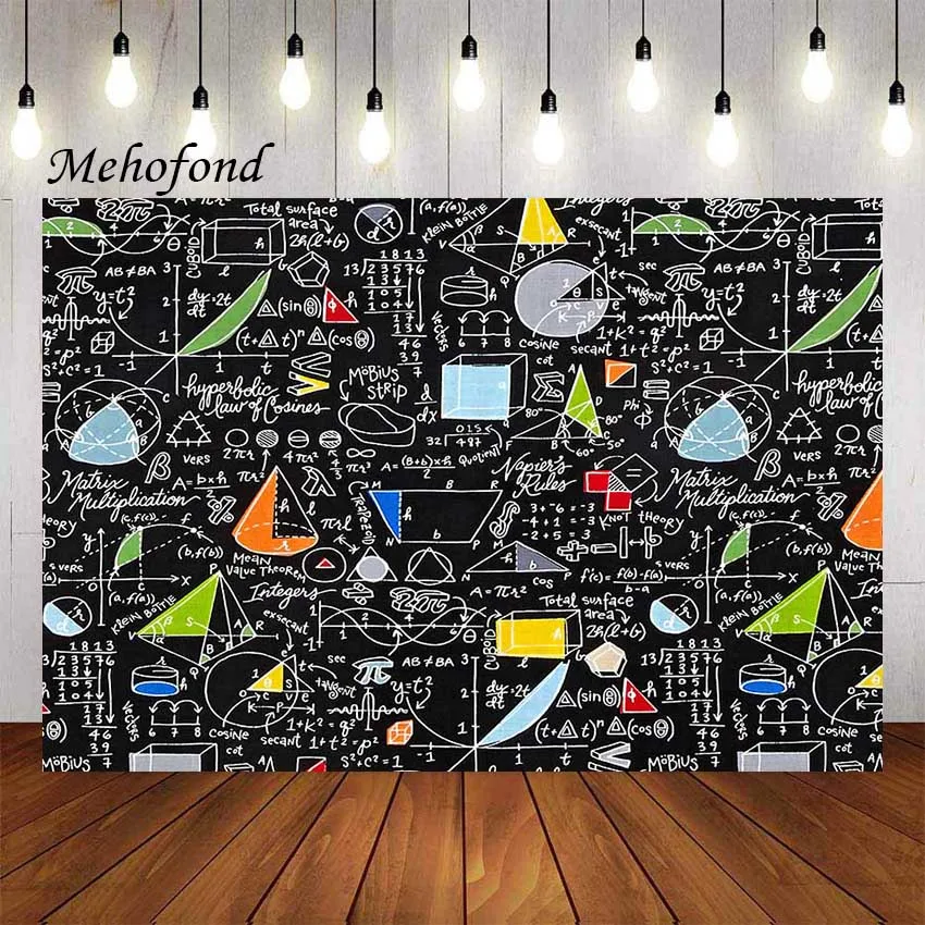 Mehofond Photography Background Math Classroom Blackboard Mathematics Course Formula Back to School Backdrop Booth Photo Studio