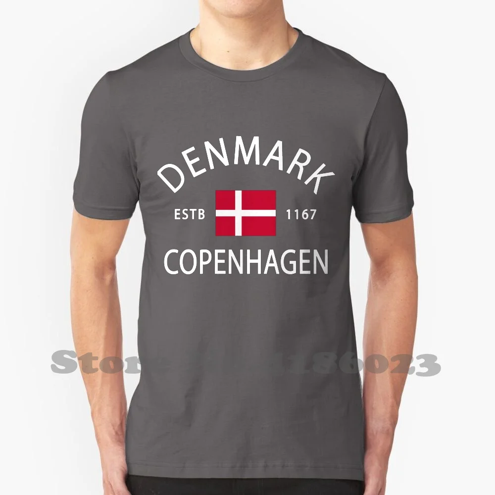 Denmark Flag Copenhagen Souvenir 100% Cotton T-Shirt Denmark Souvenir Memento Copenhagen Souvenir Danes Denmark Ancestry Danish