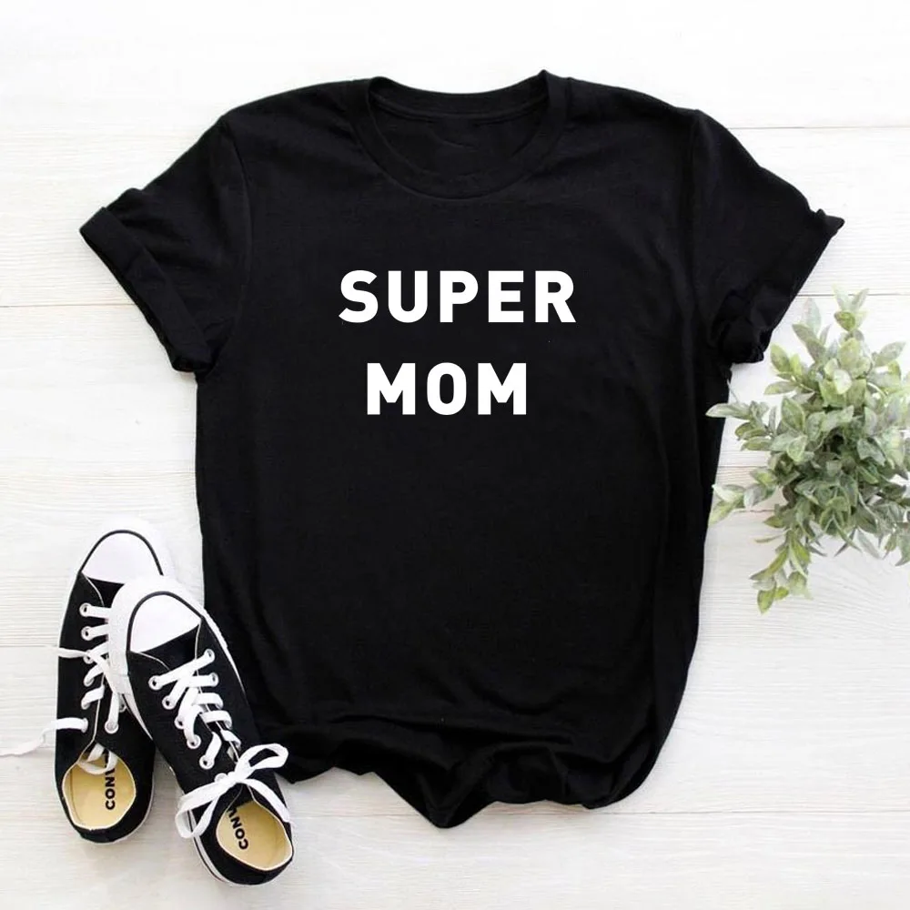 Super Mom Huruf Cetak WANITA T Shirt Katun Kasual Disewa Istri Ibu Hadiah Atasan Grafis Hipster