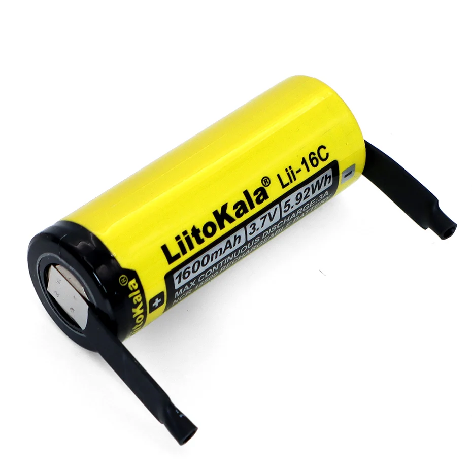 New LiitoKala Lii-16C 18500 1600mAh 3.7V Recarregavel Lithium Lon Battery For LED Flashlight+DIY Nickel