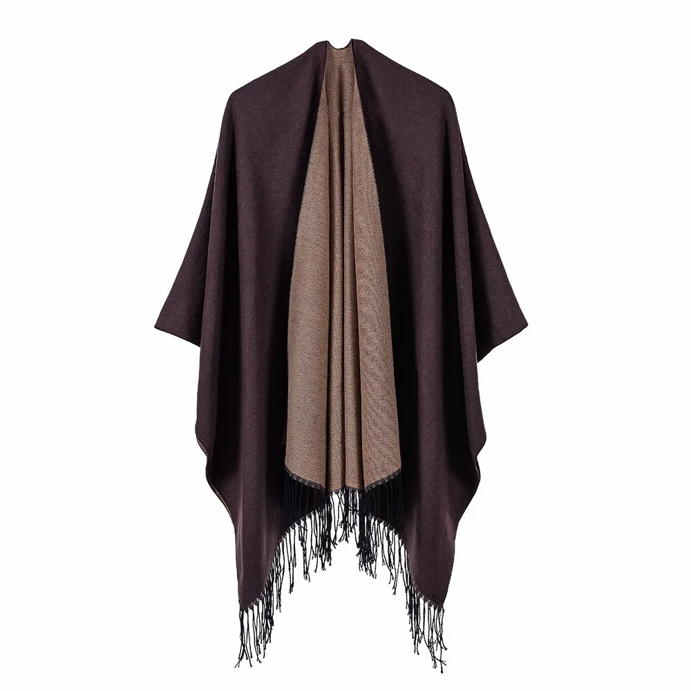 

Occident Style All-Match Tassel Poncho Shawls Wraps Ladies Pashmina Shawl Thicken blanket Stoles Warm Feminino Ponchos and Capes