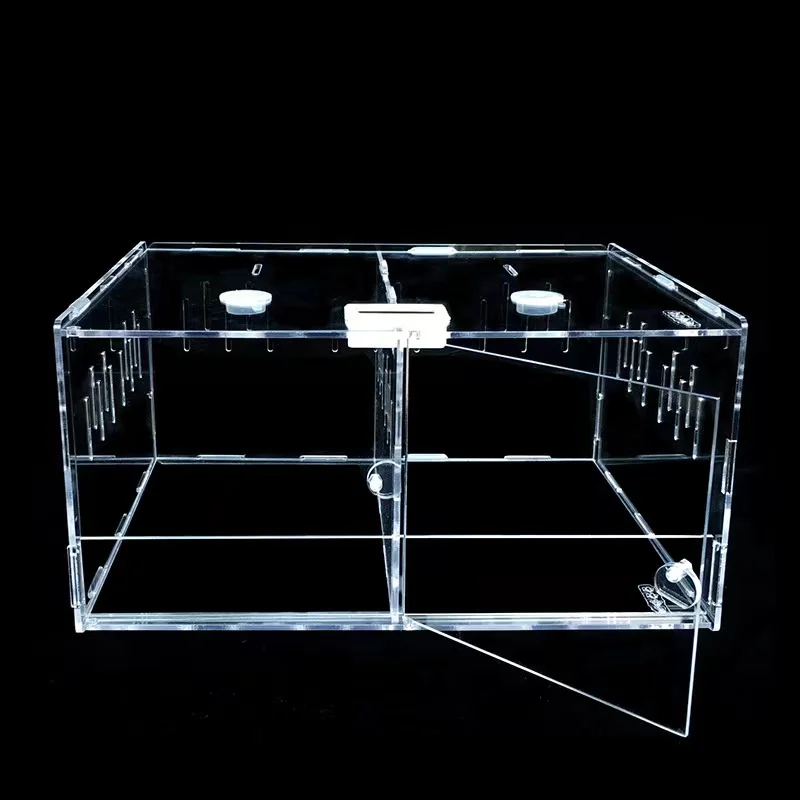 Reptile Feeder Tank Acrylic Terrarium Insect Spiders Lizard Breeding Box TerrariumTortoise Snake House Cage Reptiles Accessories