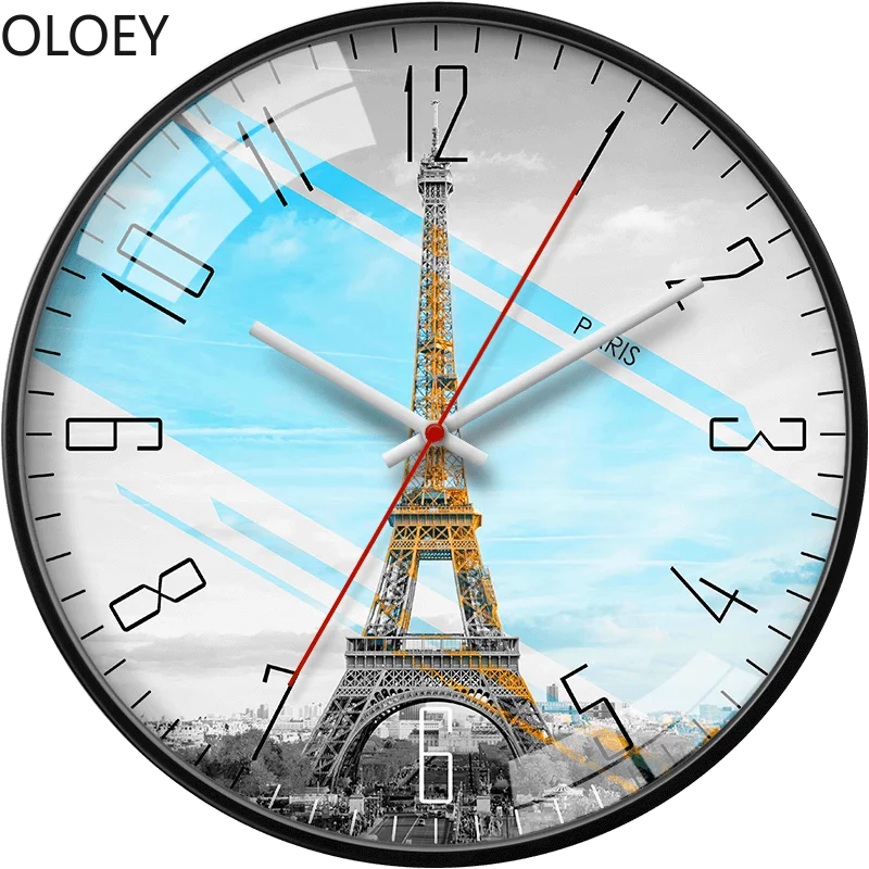 

Creative Large Wall Clock Modern Design Living Room Bedroom Home Decor Clocks Silent Scenic Spot Building Wall Watch Metal