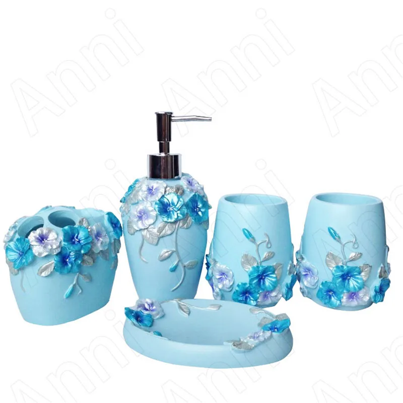 

Creativity Relief Craft Resin Bathroom Decoration Accessories Set European Modern Wedding Household Five Piece Toothbrush Holder