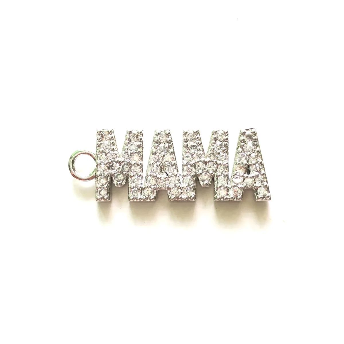 5pcs MAMA Word Charm for Women Jewelry Making Cubic Zirconia Micro Paved Letter Bracelet Girl Necklace Pendant Keychain Handmade