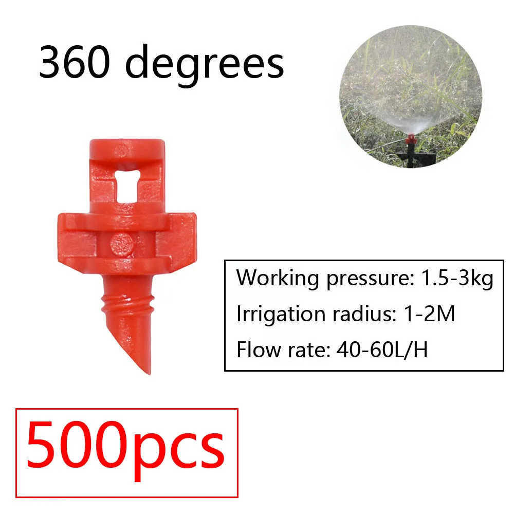 Aspersor de riego giratorio para invernadero, gotero de riego por goteo, emisor de niebla ajustable para jardín, estaca, Micro Spray de refracción,