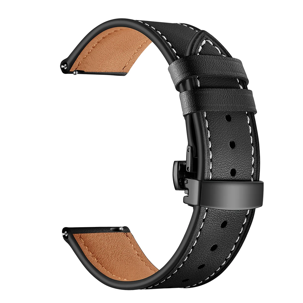 Leather Galaxy watch 46mm strap For Samsung Gear S3 Frontier 22mm watch band butterfly amazfit gtr 47mm huawei watch gt 4 strap image 2