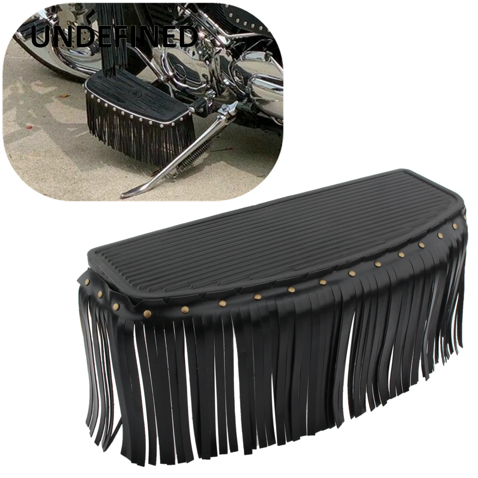 Motorcycle Driver Floorboard Fringe PU Leather Cover Wide Foot Pegs Pedal For Harley Honda Electra Glide Chief Cafe Racer