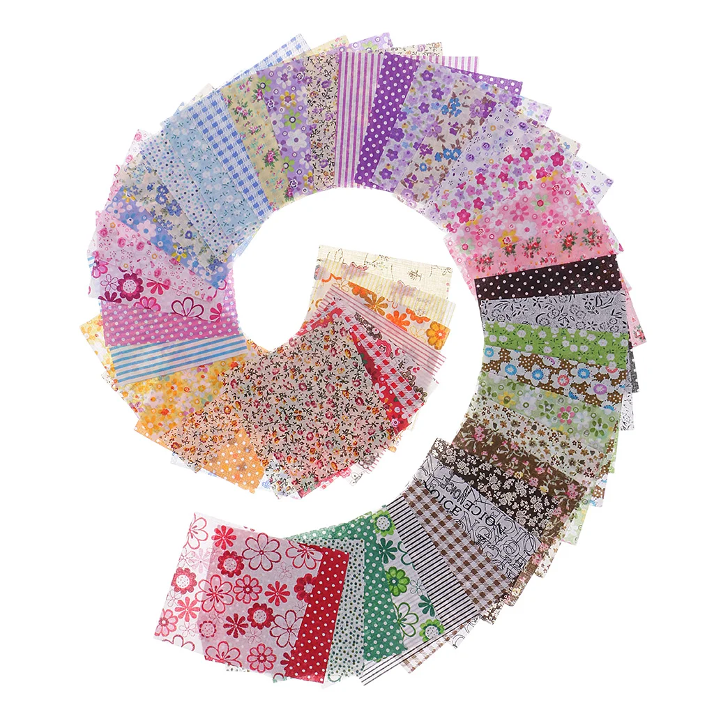 50Pcs Bundle Cotton Patchwork Sewing Fabric Quilting Tissue Clothes for Patchwork Needlework 10x10cm Square Handmade Material