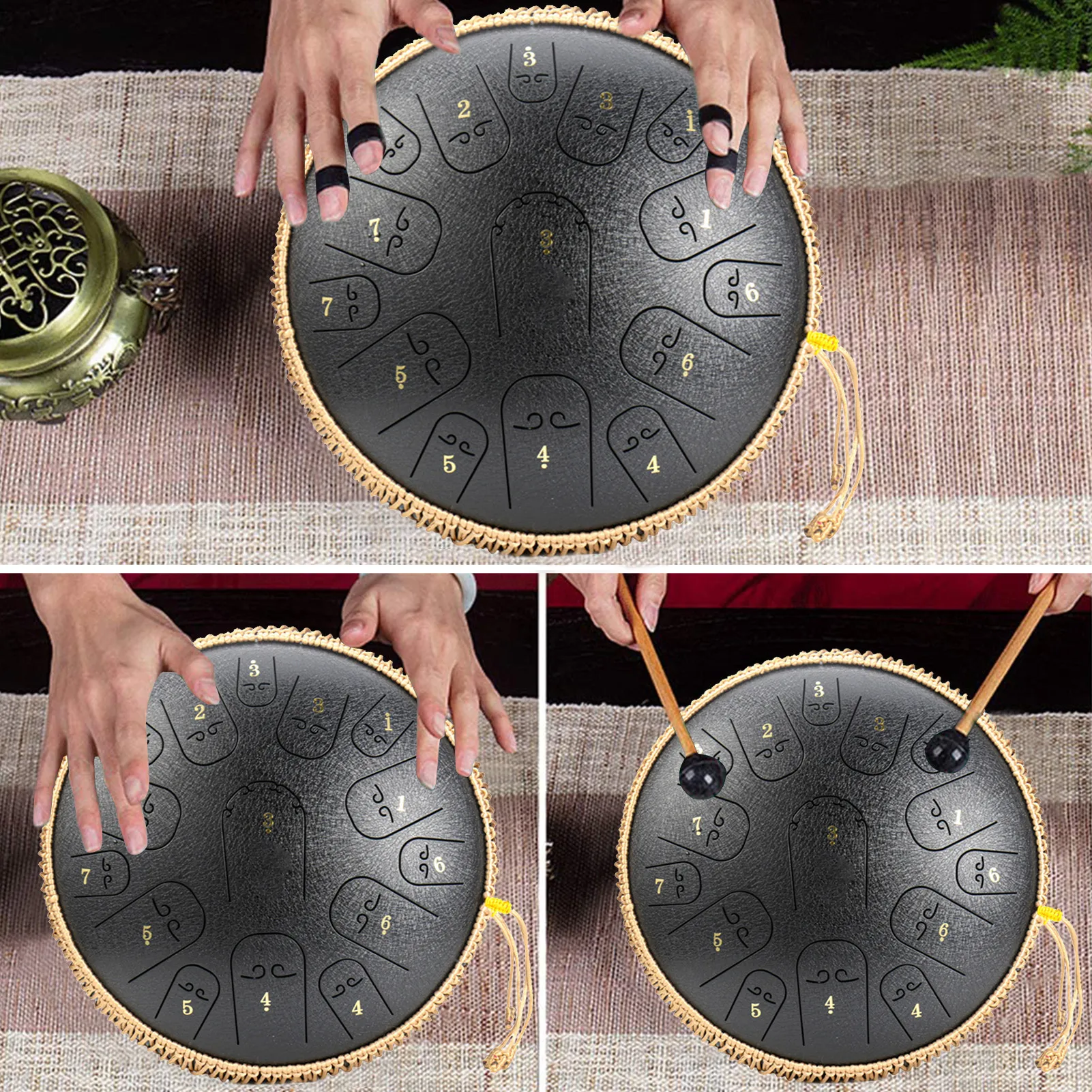 14 Inch 15 Notes Steel Tongue Drum Kit Tune C Empty Spirit Drum Percussion Hand Pan Drum Musical Instruments Dropshipping