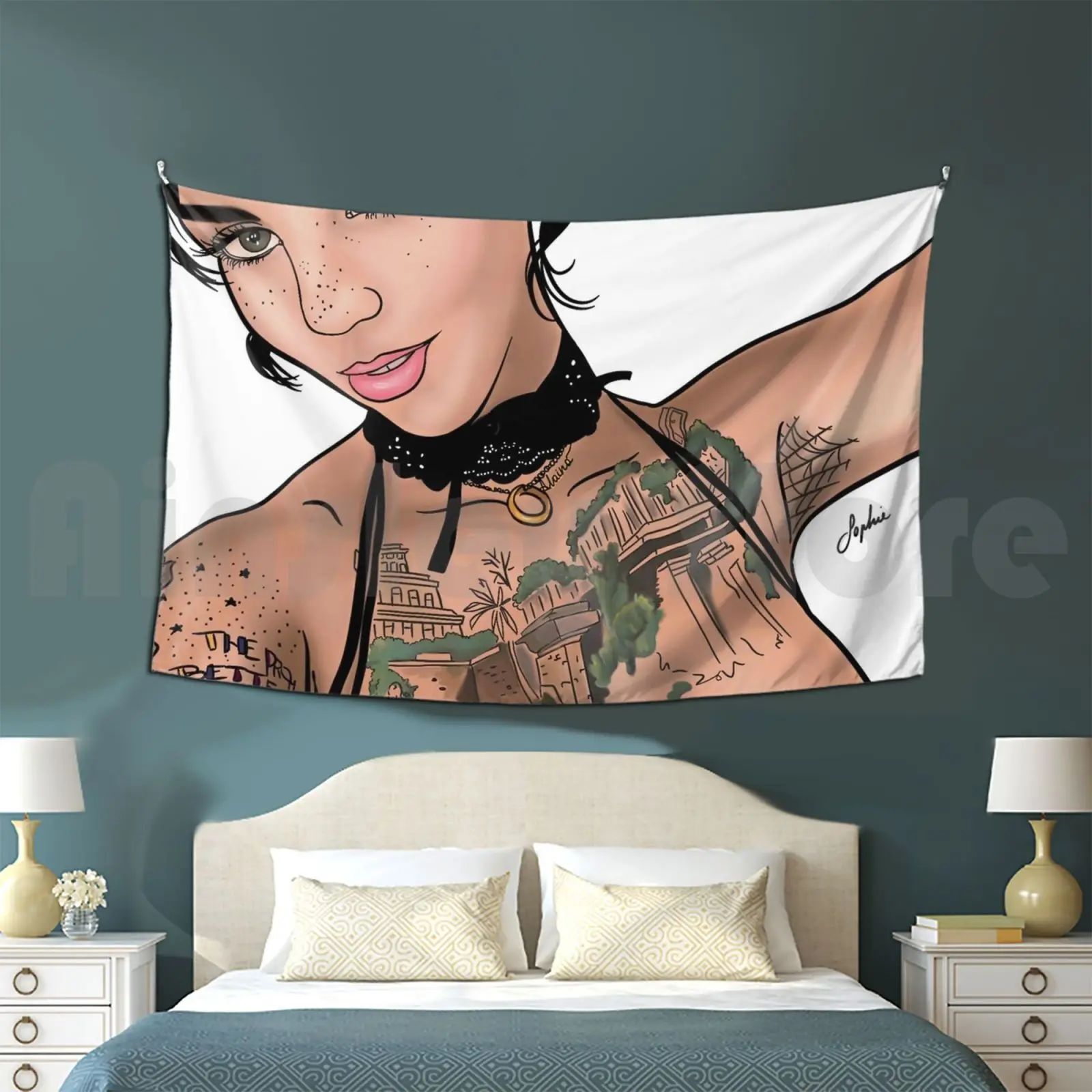 Tapestry Inked Girl-Bonnie Rotten 3277 Girls Inkedgirl Blonde Inked Tattoos Tribal Back Sex