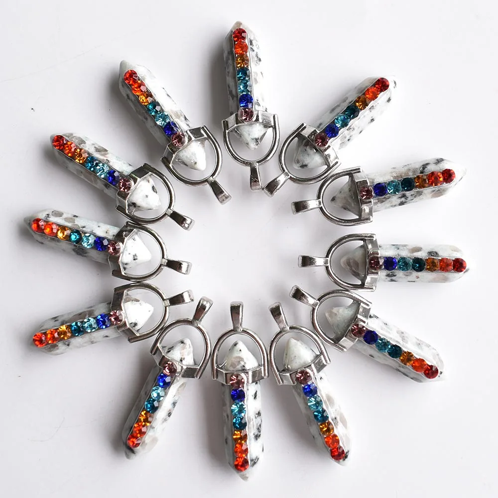 7 Chakra Naturstein Lapislazuli Tigerauge Quarz Obsidian Anhänger für DIY Schmuckherstellung Halsketten Zubehör 24 Stück/Lot Großhandel – Detail 15