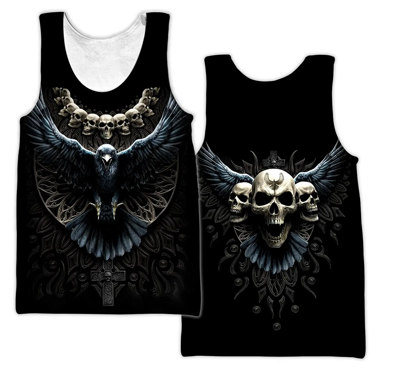 2021 Summer Men Skull Dragon Tattoo Pattern 3D All Over Printed Casual Sleeveless T-shirt Unisex Tank tops Drop shipping BXD14