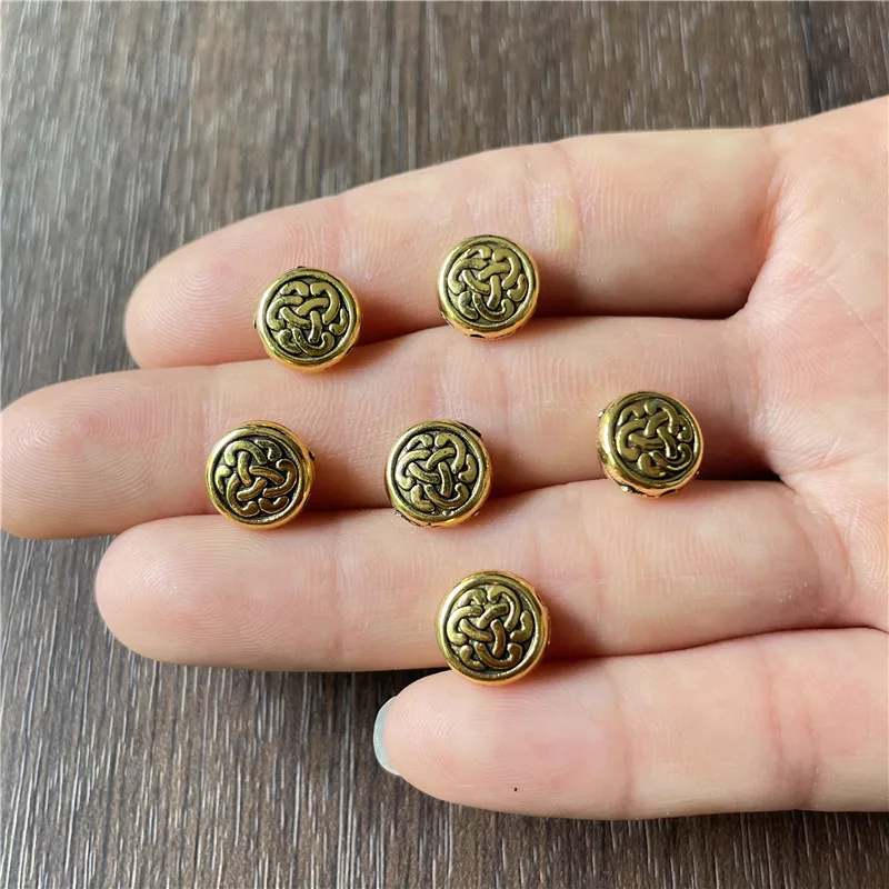 JunKang 20pcs flat round pattern beads connectors jewelry making DIY handmade bracelet necklace accessory material