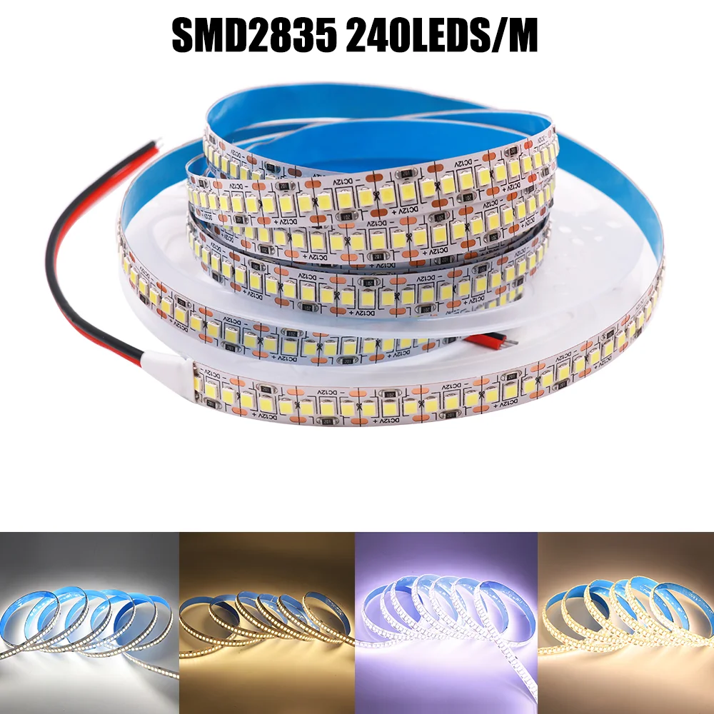 Tira de luces Led Flexible, cinta impermeable de 5M, 5050 RGB, 12V, 24V, 5054, 5630, 2835, Blanco cálido, azul, rojo y rosa