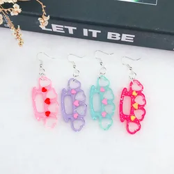 1pair Kawaii Flatback Resin knuckle Drop Earrings Multicolor Resin Earrings Jewelry For Girl and Woman