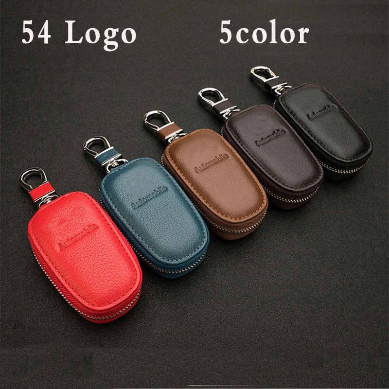 2021 Car Key Cover Square Zipper Key Case With Logo For Buick Peugeot Chevrolet Jaguar Land Rover Infiniti Jeep Lincoln Acura