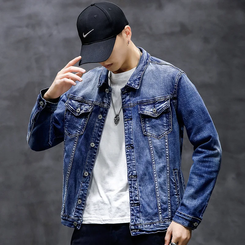 High Quality New Cotton All-match Denim Jacket Trend Men's Casual Lapel Single Breasted Loose Simplicity Spring Autumn Slim Fit