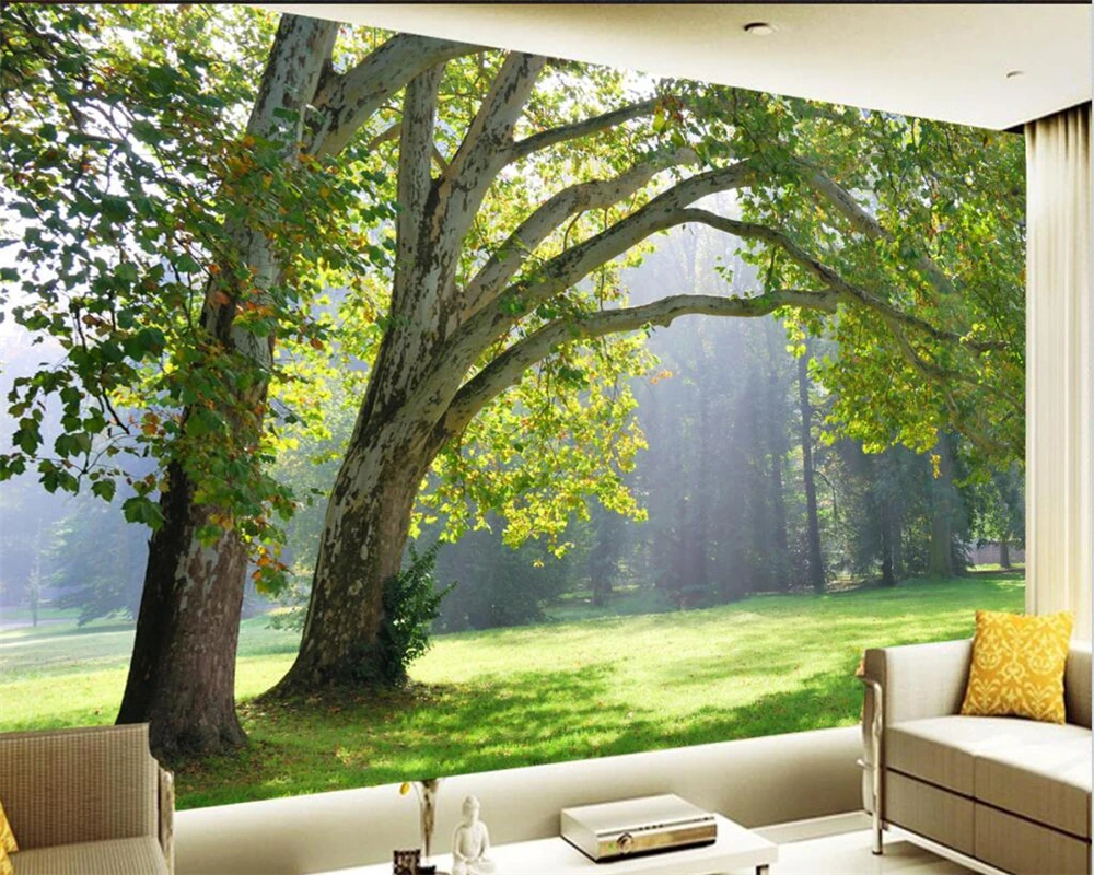 

Custom wallpaper 3d fresh natural scenery woods big trees forest beauty murals living room bedroom TV background wall decoration