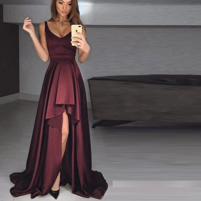 MYYBLE 2020 Sexy Ärmellose Abendkleid Lange Kurze Vordere Lange Zurück Vestidos Satin Party Kleider Abendkleider Robe De Soiree