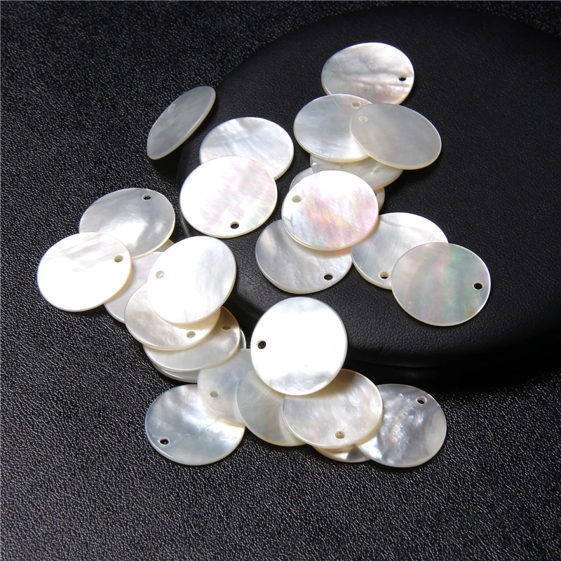 20mm Flat Round Natural Mother of Pearl Shell Bead Coin White Pearl Oyster Shell Charms for Jewelry Making Necklace Handmade DIY