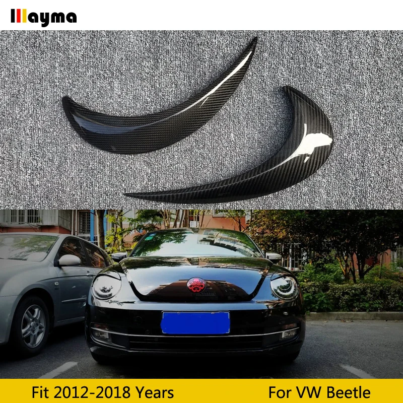 

Carbon fiber headlight cover eyelid For VW Beetle 180TSI 208TSI 2012 - 2018 beetle decoration front lamp eyebrow sticker 2pcs