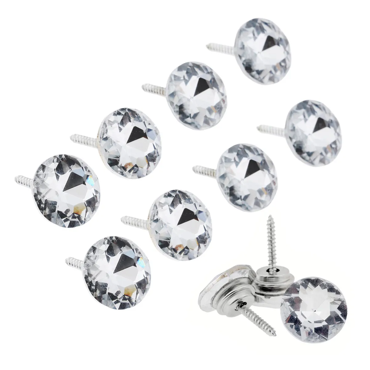 30/50 Pcs 18/20/25/30mm Rhinestone Crystal Buttons Diamond Crystal Upholstery Nails Tacks Buttons for Sofa Decor Buckle Decor