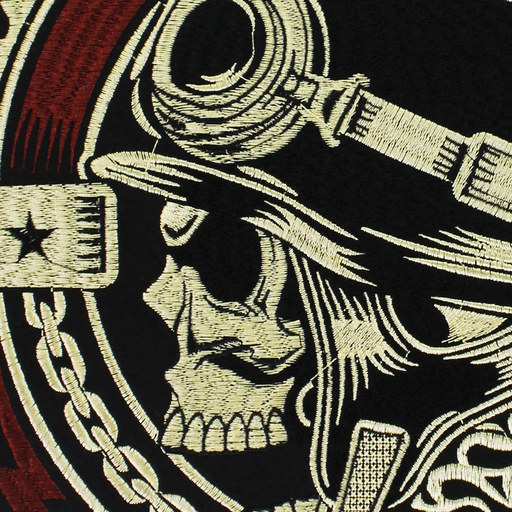 Embroidery Gear Skull Patches Motif Applique Iron on Stickers for Jacket Back Punk Bike Badges