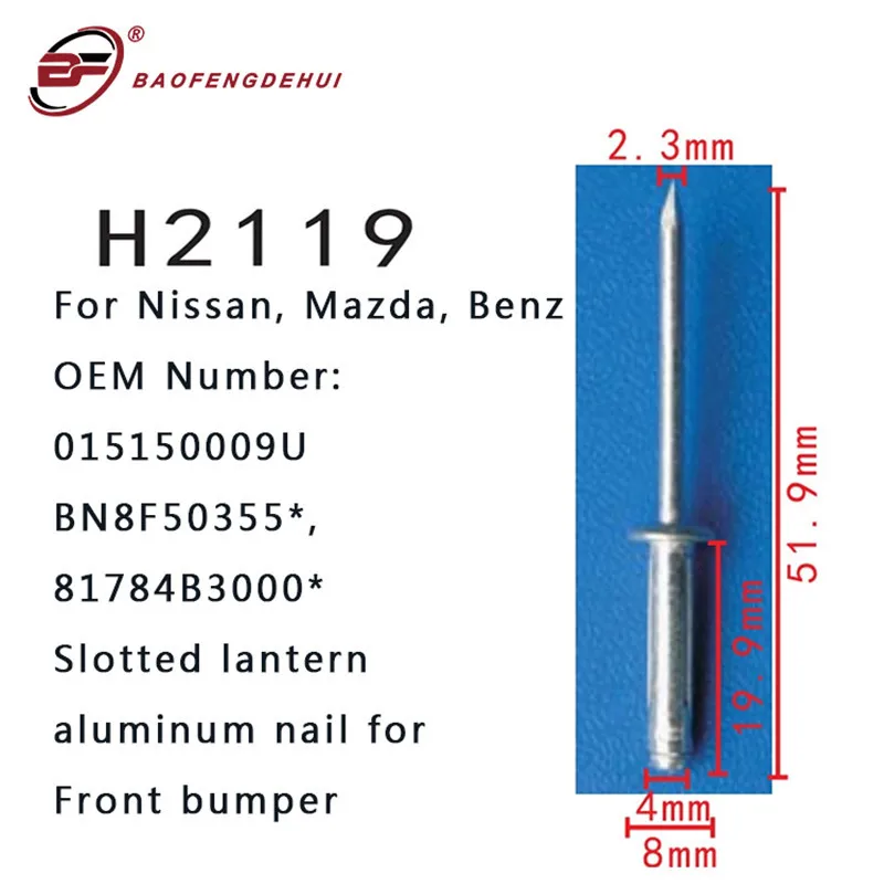 Front Bumper Clips For Nissan,Mazda,Benz Fastener Slotted Lantern Nail Plug 015150009u Bn8f50355 81784b3000