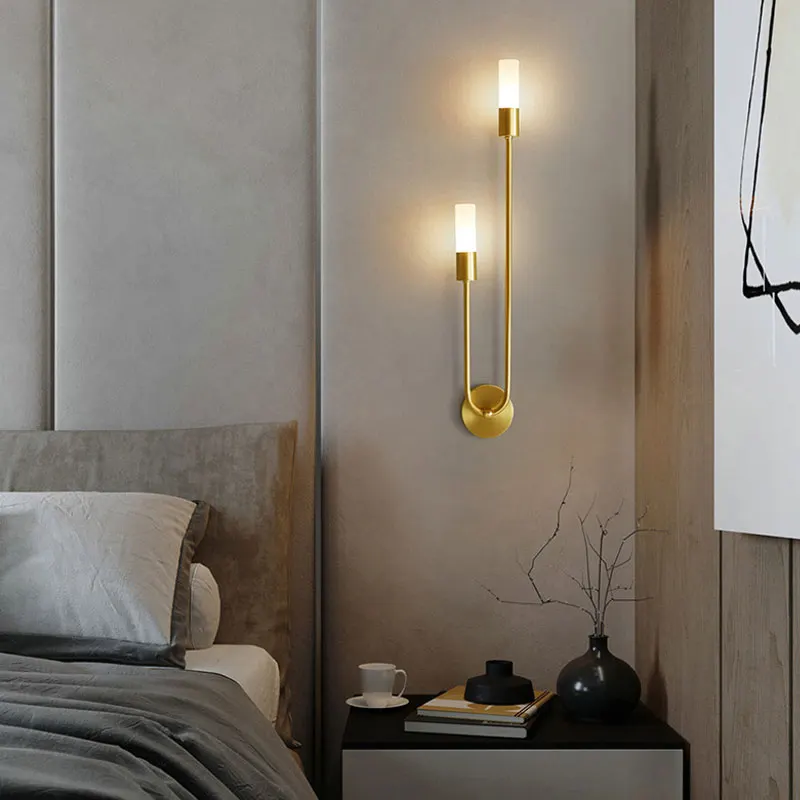 Hot Sale LED Wall Lamp Nordic Brass Wall Lamp Bedroom Bedside Reading Corridor Aisle Home Interior Decoration Lighting