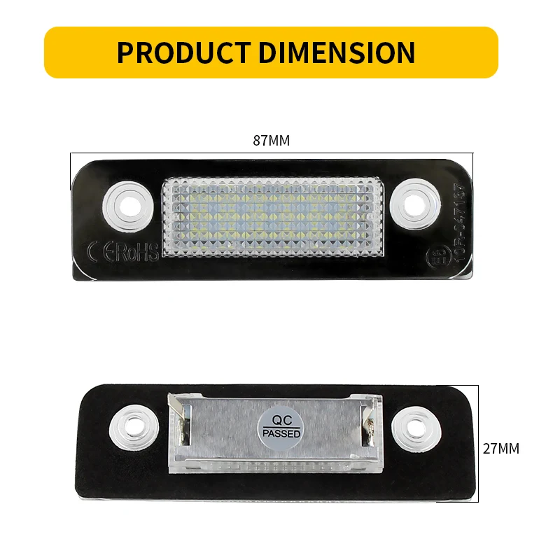 2Pcs LED Rear License Plate Lights Canbus Error Free Number Plate Lights for Ford Fiesta Fusion Mondeo MK2