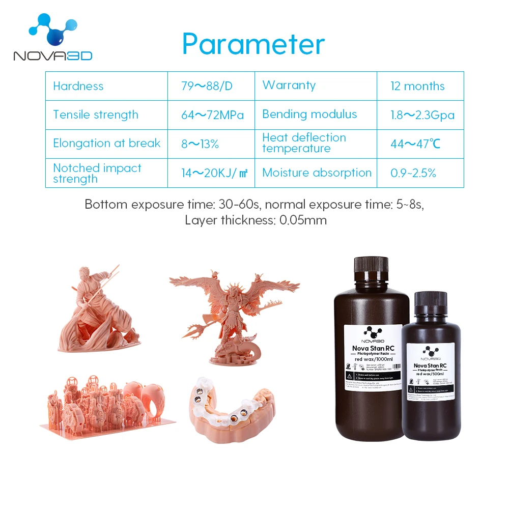NOVA3D 3D Printer Red Wax UV Resin Impresora 3d Printing Kit High Quality LCD 3d Printing Material 405nm Resina