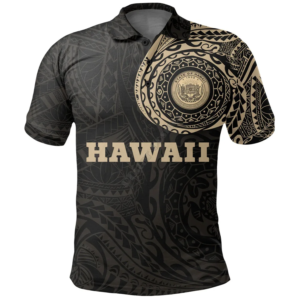 Hawaii Polo Shirt Hawaii Seal Polynesian Tattoo 3D Printed Polo Shirt Men for Women Short Sleeve Summer T-shirt