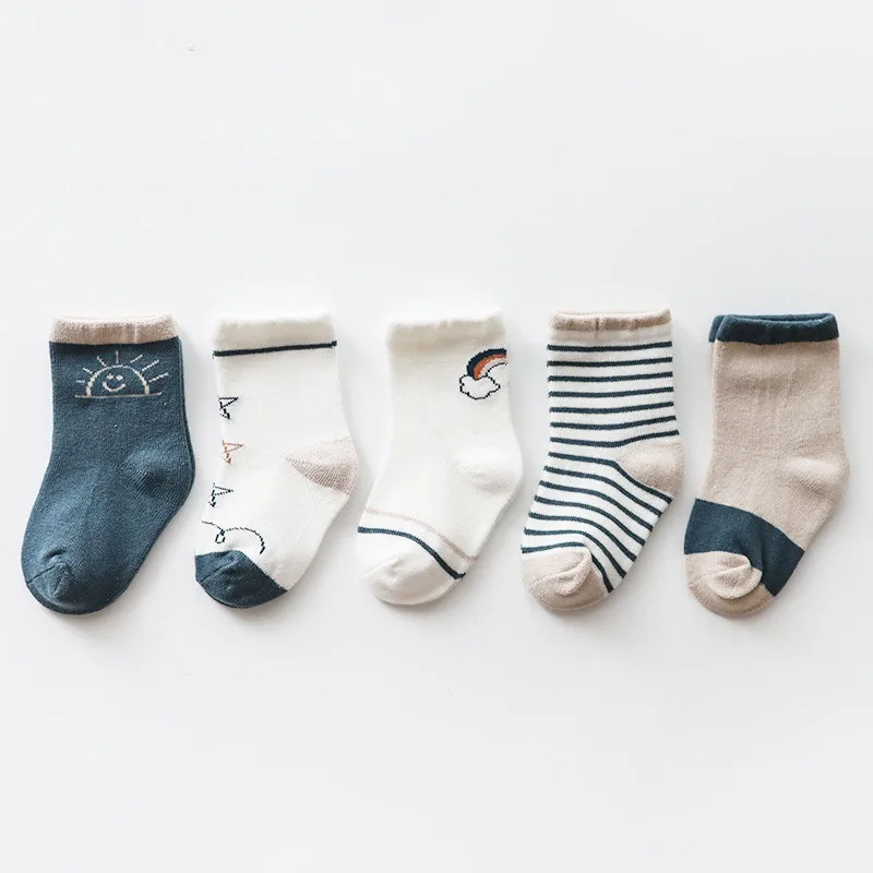 Lawadka 5Pairs/lot Infant Baby Socks Autumn Spring Socks for Girls Cotton Newborn Baby Boy Socks Toddler Boys Socks 0-3Years Old