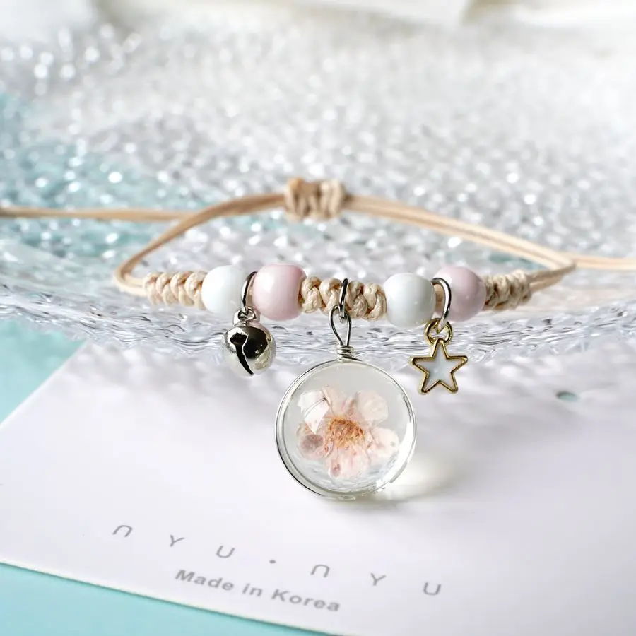 Peach Blossom Glass Flower Bracelet  Ceramic Jewelry Wholesale #YXS37