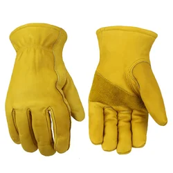 Work Gloves With Leather Palm Patch Durable Driving Gardenging Motorcycle Strong leather Men&Women by OLSON DEEPAK