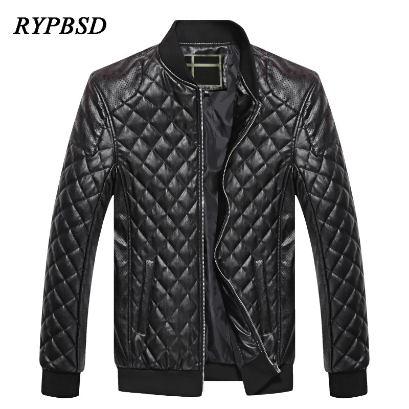 

PU Leather Jacket Plus Size Motorcycle Leather Mens Jackets and Coats Fashion Stand Collar Zipper Long Sleeve Autumn Winter Men