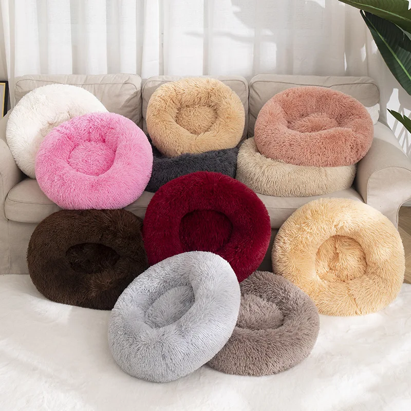 40-100cm Large Round Coral Fleece Soft Long Plush Pet Mats Dog Bed House Animals Cat Mat Sofa Chihuahua Labrador Pet Supplies