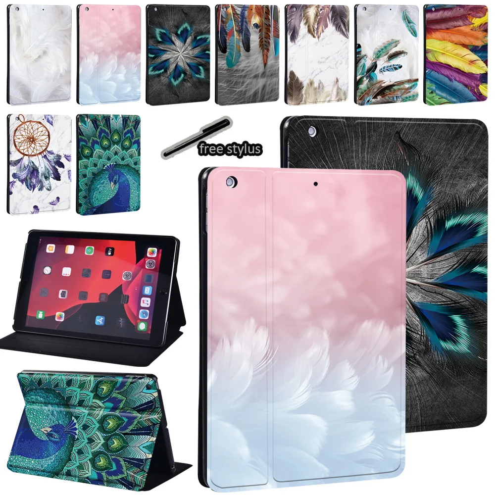 

Tablet Cover Case for Apple IPad 2021 9th Generation 10.2 Inch Feather Pu Leather Stand Protective Case for IPad 2021 9th