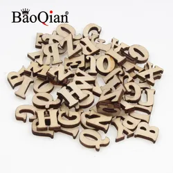 100pcs/lot Natural Wooden Scrapbook 16mm Letter Pattern Educational Puzzle Diy Charm Home Decoration Crafts