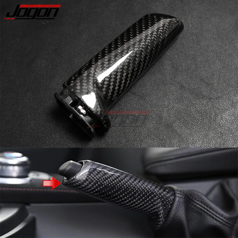 

Real Carbon Fiber Car Handbrake Gear Shift Konb Head Add-on For BMW 3 Series E90 2005-2012 F20 F30 F31 GT F34 2013-2018 LHD